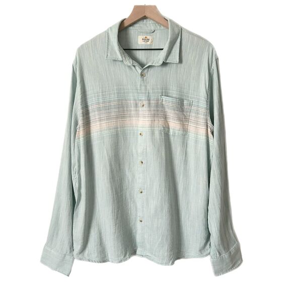 Marine Layer Stretch Selvage Long Sleeve Shirt in Light Blue Size Large - Picture 1 of 5